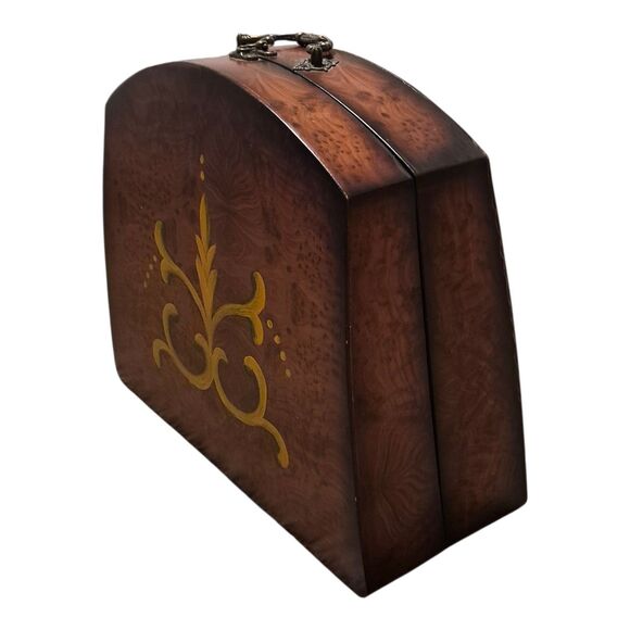 Source Unknown Other - Antique Wooden Treasure Chest Pirate Decorative Storage Keepsake Jewelry RARE